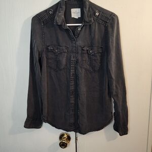 Woman's American Eagle Outfitters Charcoal Button-Up Shirt